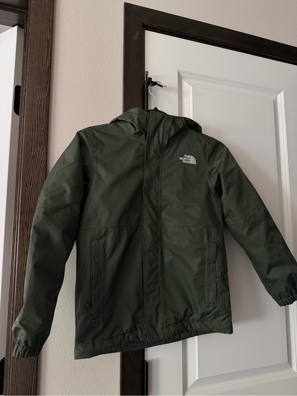 The North Face Olive and Cream Fleece-Lined Jacket
